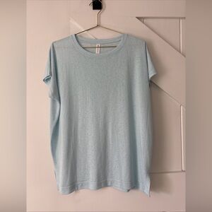 Athleta Womens Gentle Blue Short Sleeve Release Tee Top Shirt Workout XS